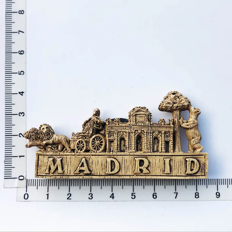 (Madrid Spain)Fridge Magnet Creative Travel Commemorate Crafts 3D Ornaments Magnetism Resin Material Refrigerator Stickers