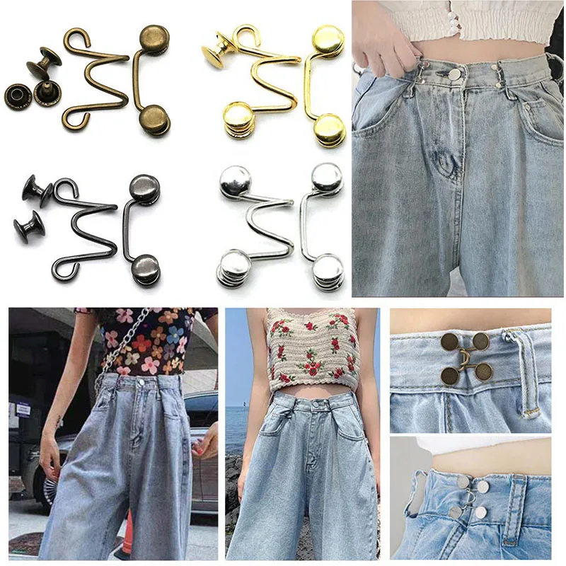 10 sets of zinc alloy jeans waist buttons, women's loose pants, adjustable and removable fashion buttons, clothing accessories