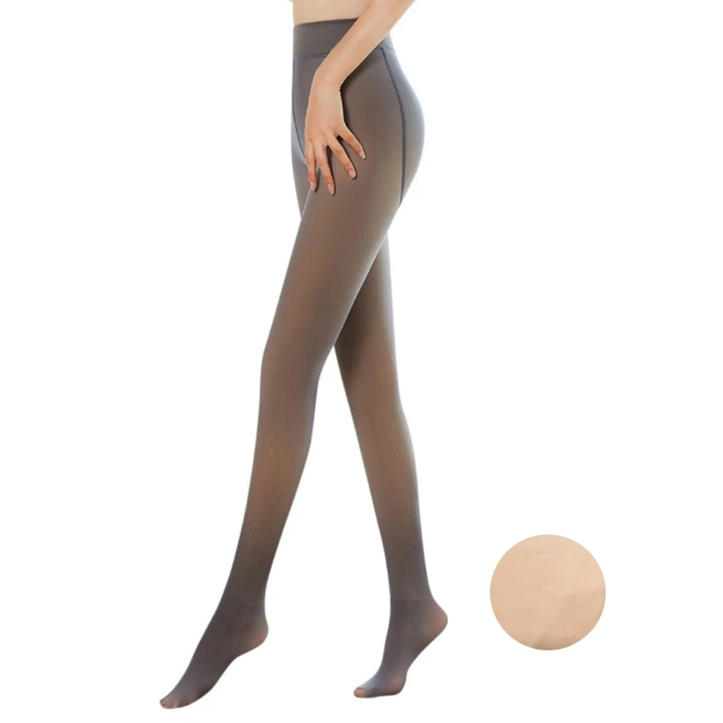 

Women Warm Fake Translucent Pantyhose Faux Fleece Lined Stockings Opaque Tights