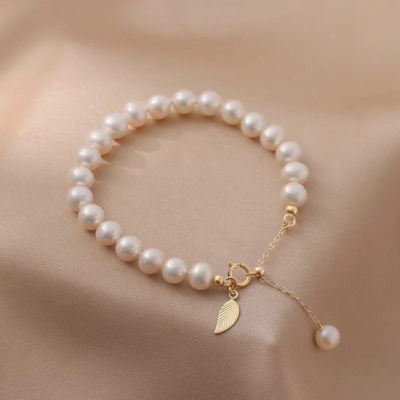 100％ Genuine Freshwater Pearls Bracelets Natural Pearls Bead Bangles For Women Girls Fashion Jewelry Wedding Gift Handmade