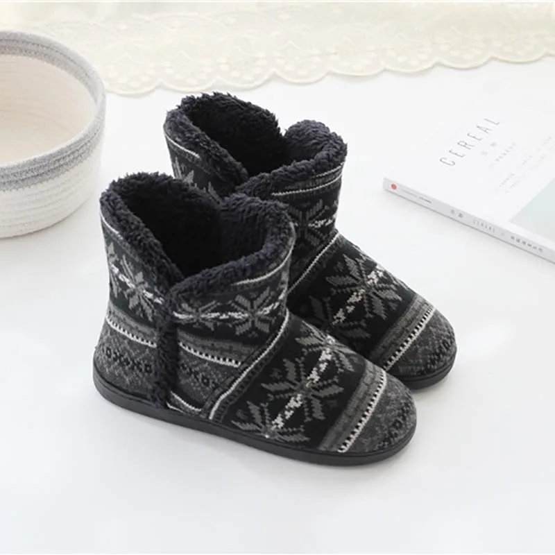 Winter Women Slippers Cotton Home Shoes Couples Lovers Wool Warm Plush Indoor Floor Slippers Non-slip Men Soft Shoes