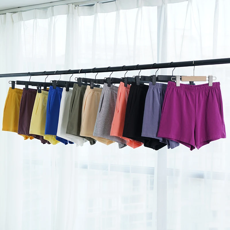 Women's Cotton Shorts Summer New Style Solid Color Loose Elastic Waist Casual Pocket Shorts Female Clothing