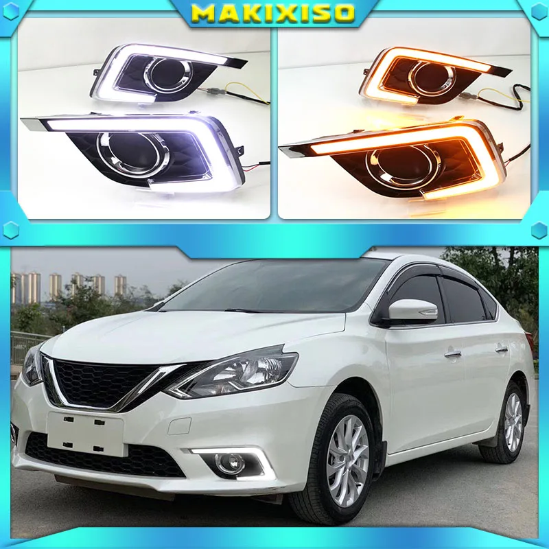 

2pcs For Nissan Sentra Sylphy 2016 2017 2018 headlight headlights LED Daytime Running Lights DRL fog lights