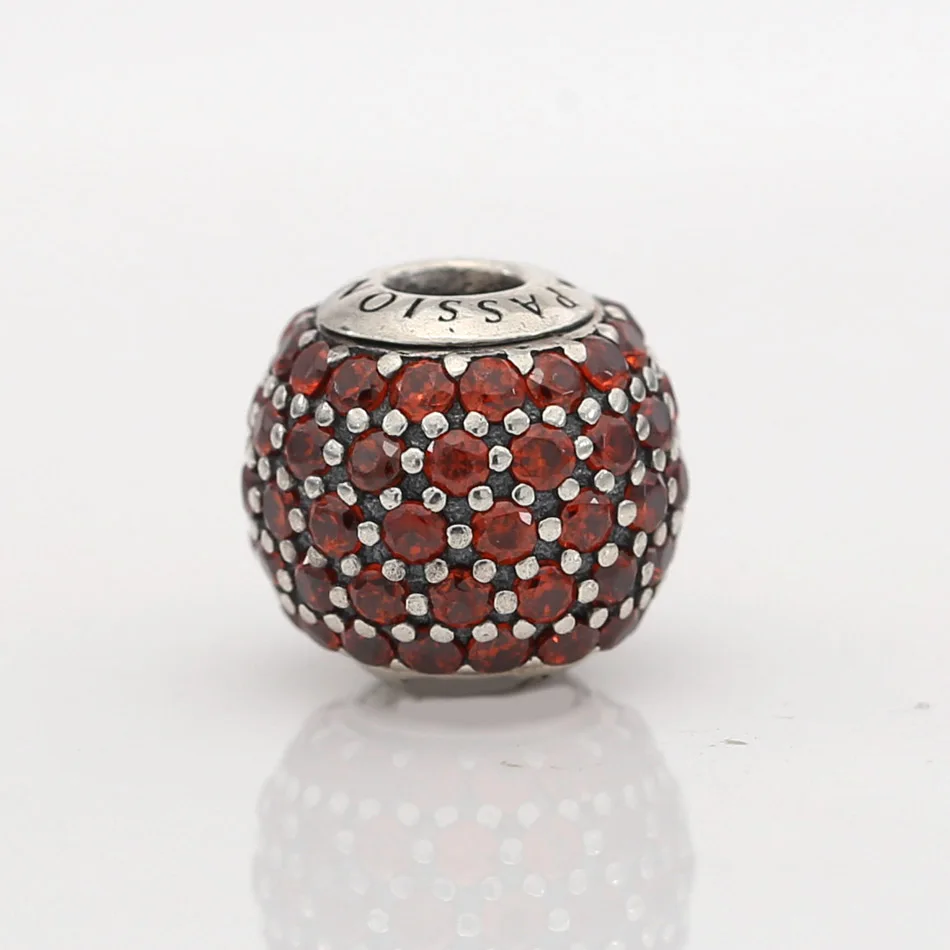 Authentic S925 Silver Red CZ PASSION Essence Bead Charm For Essence Bracelet Bangle Jewelry Small Hole