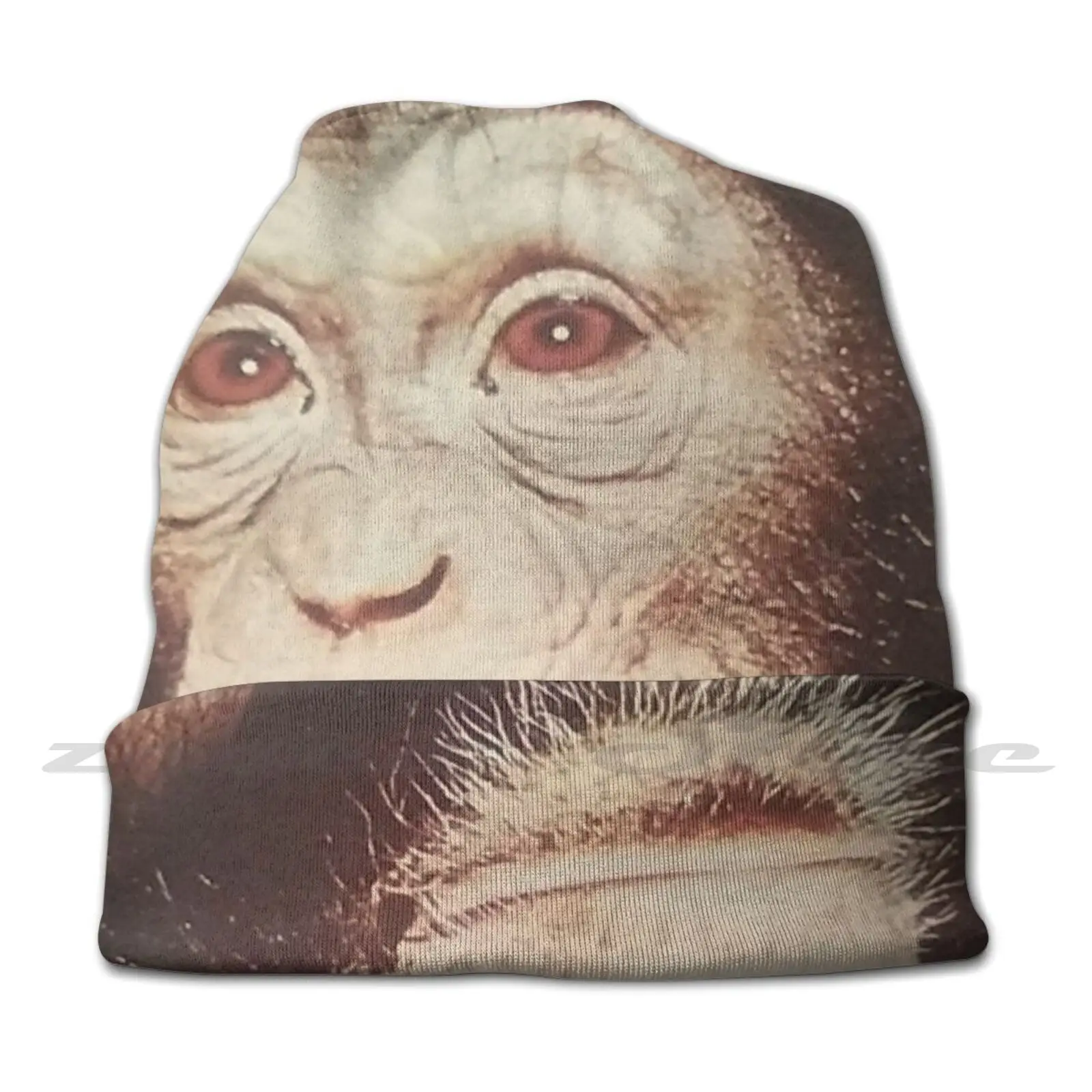 Chimpanzee Face Knit Hat Elastic Soft Personalized Pattern Present Cap Monkey Chimpanzee Nice Animal Face