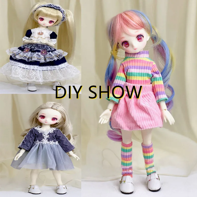 DIY 30cm Doll Two-dimensional Doll Anime Face Purple/pink Eyes Makeup Doll 22-joint Moveable Body Beautiful Girl Toy Gift