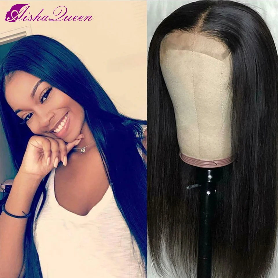 Aisha Queen 4x4 Closure Wig Lace Closure Wig Straight Lace Front Wig 150%  Lace Wig Peruvian Human Hair Wig Closure Wig