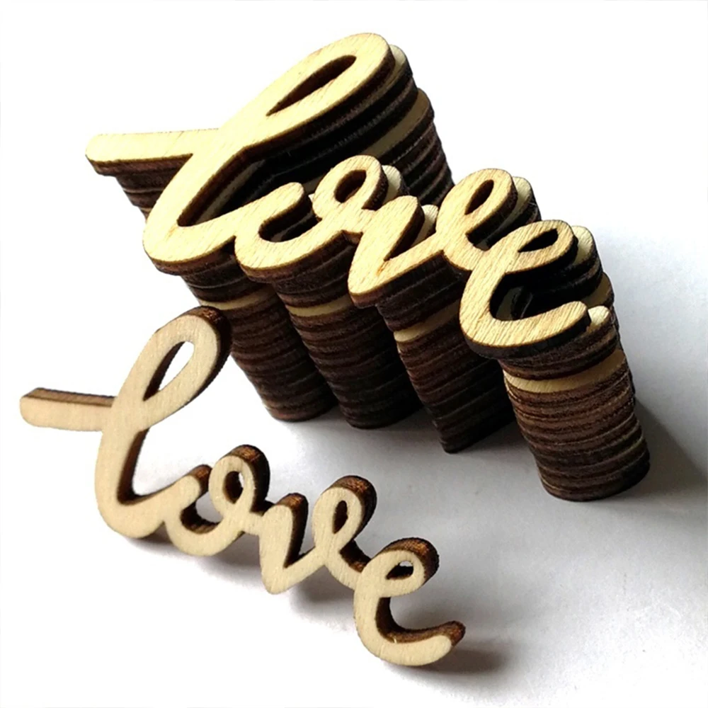 18pcs 55mm Cute Rustic Chic DIY Craft Crafts Accessories Valentine's Day Table Scatter Wooden Love Letters