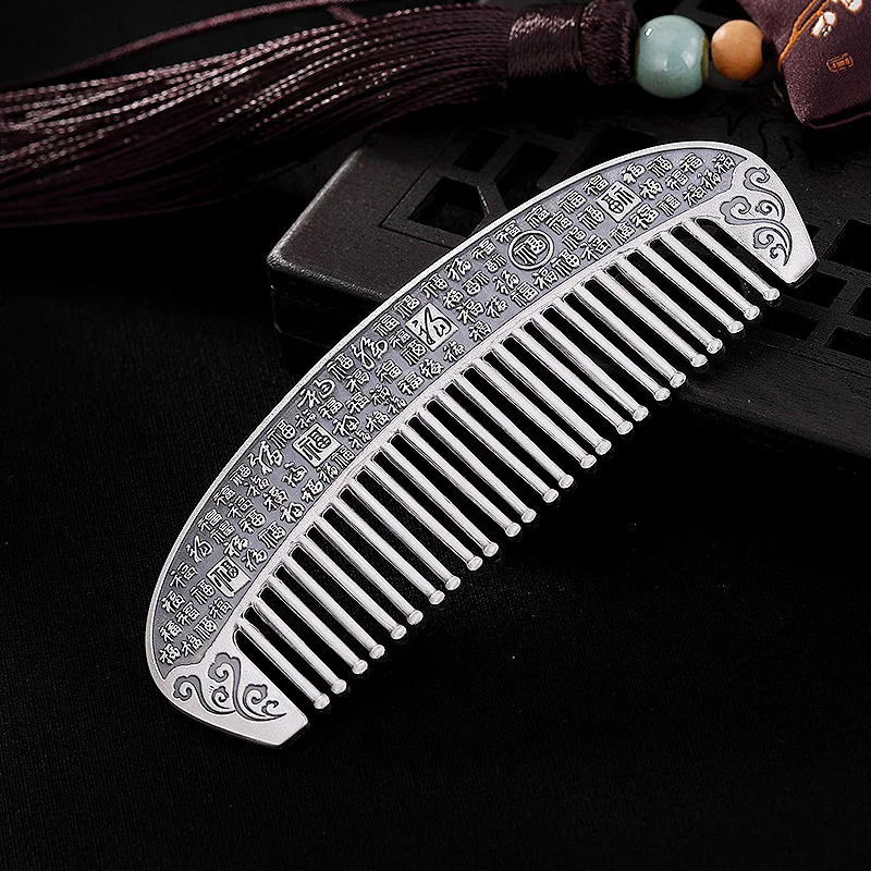 999 Sterling Silver Retro Antique Personality Silver Hair Comb