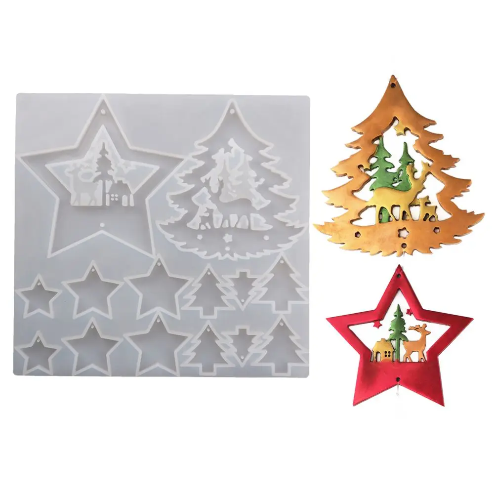 

Casting Elk Xmas Ornament Christmas Hanging Mold Silicone Molds Resin Mould Merry Christmas