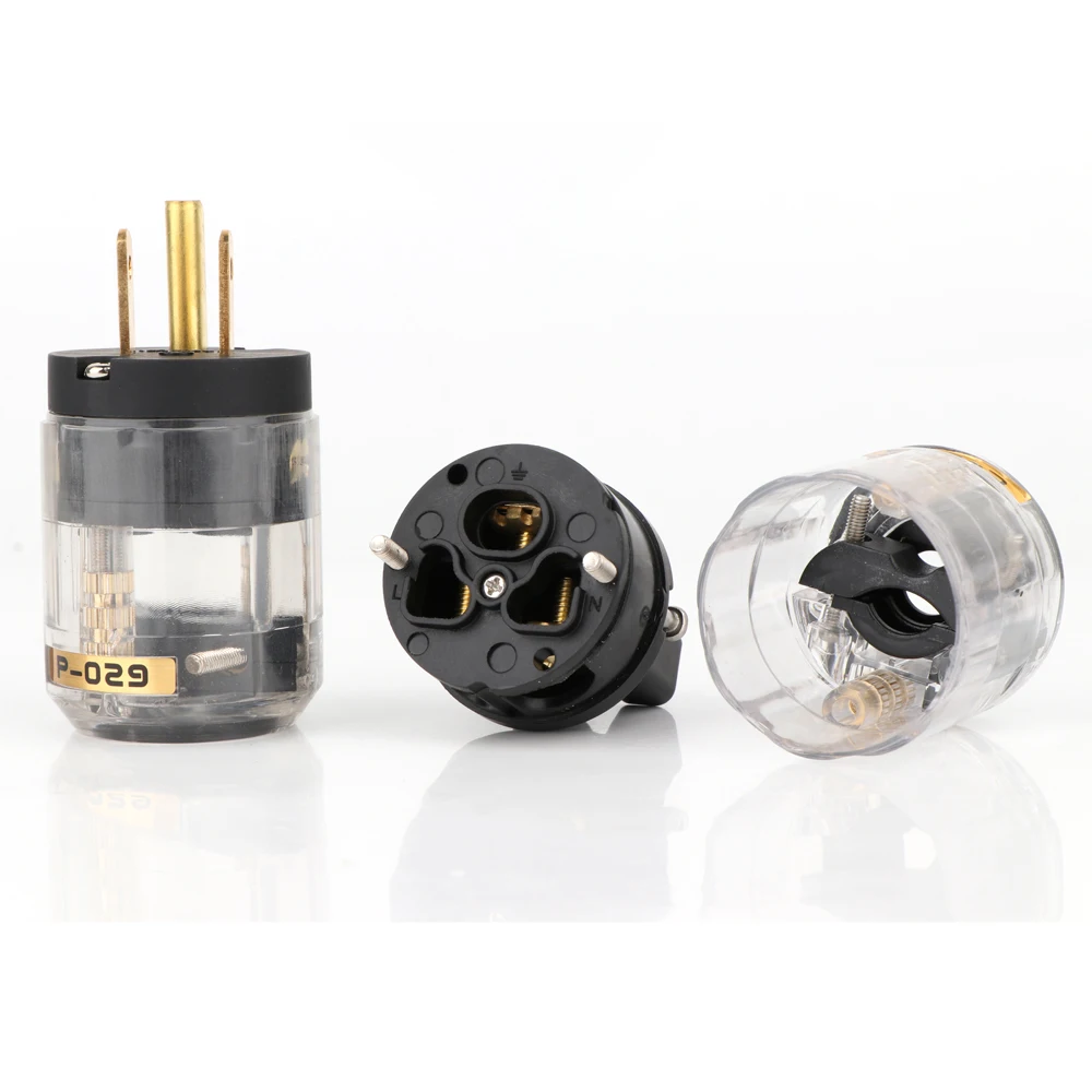 Paar P029 EU/US-Version Netzstecker Messing vergoldet US 3-poliger AC-Stromanschluss für DIY-Stromkabel – Detail 5