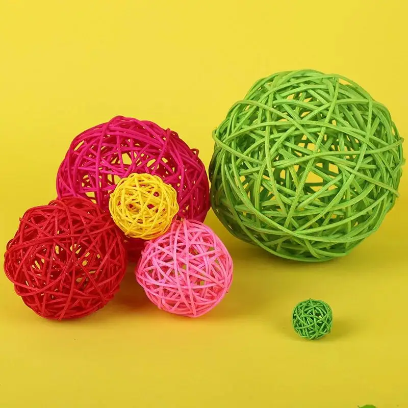 5Pcs 8cm Multicolor Sepak Takraw Christmas Rattan Ball Wicker Balls Home Wedding Party Decoration DIY Craft Ornaments Navidad