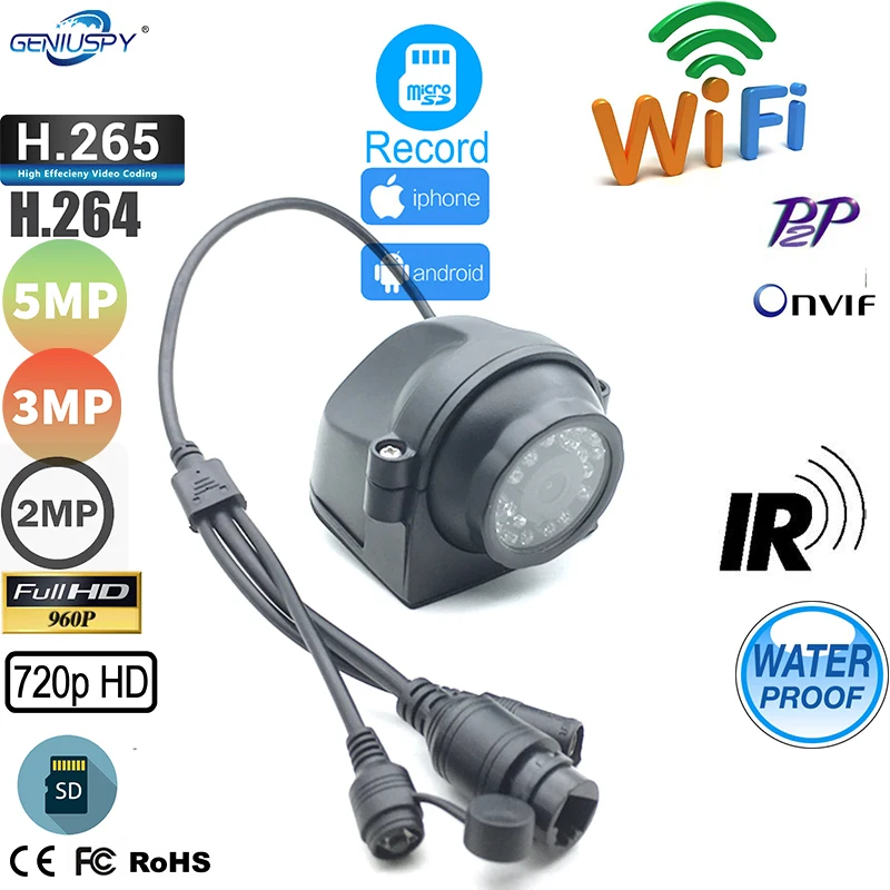 

720P 960P 2MP 3MP 5MP Outdoor IR Waterproof Side View Reversing IR Mini Wireless Wifi IP Camera For Truck Bus Vehicle P2P