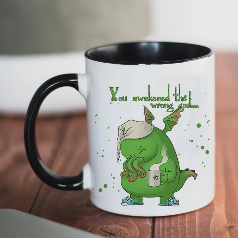 You Awakened the Wrong God Mugs Cute Cartoons Cthulhu Ceramic Creative Milk Tea Coffee Cup Boy Friends Birthday Gifts