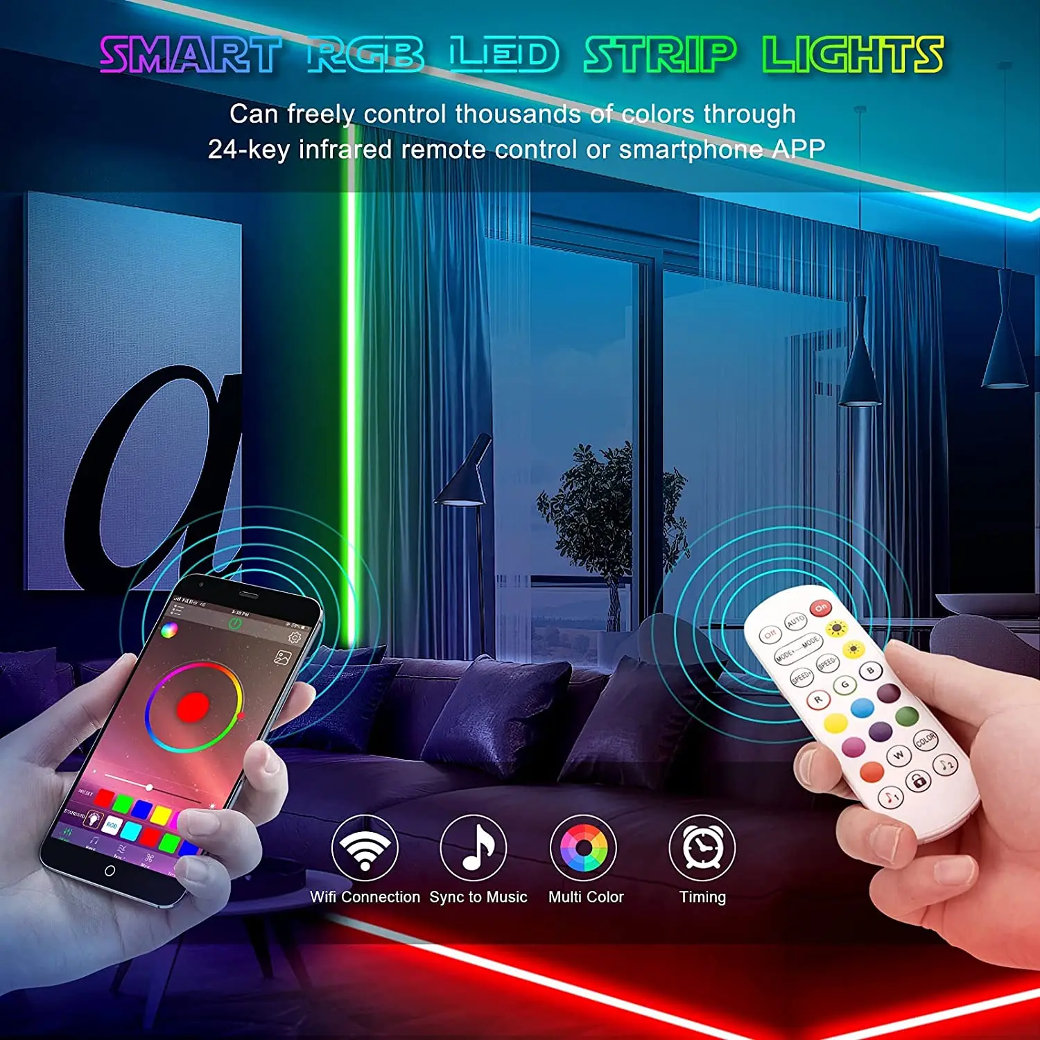 Taśma LED Tuya WiFi wodoodporna taśma LED RGB 5050 220V inteligentne sterowanie głosem Led Light 60 leds/m lampa linowa z pilotem