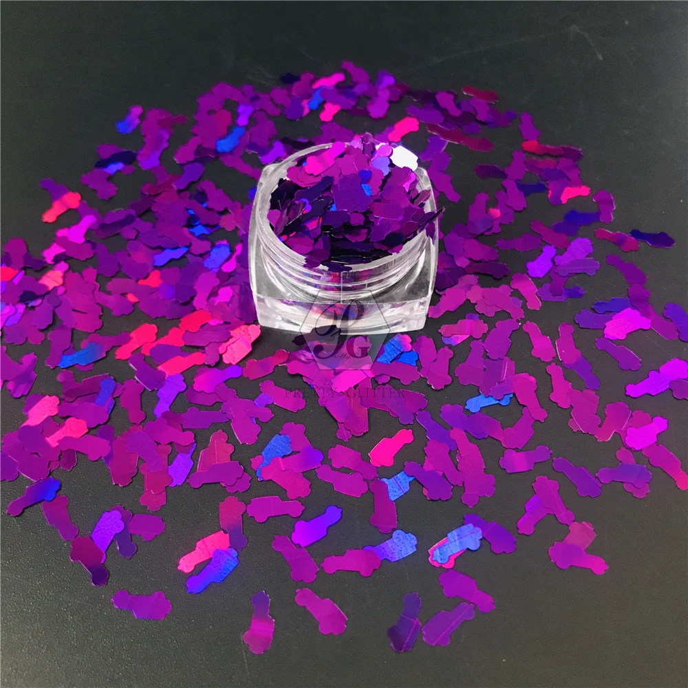 PrettyG 1 Box 8MM Car Shape Holographic Glitter Sequins For Nails Tumbler Crafts Art Decoration Accessories LB