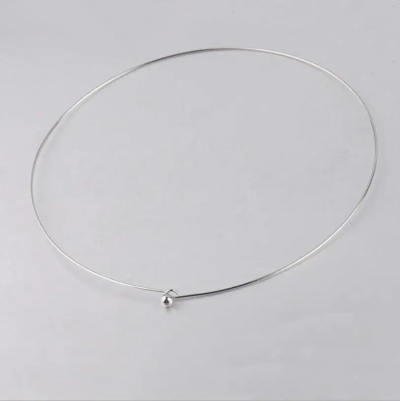 5pcs/lot Stainless Steel 1mm Thickness Wire Necklace Round Cable Circle Torques Collar Choker For DIY Jewelry Findings