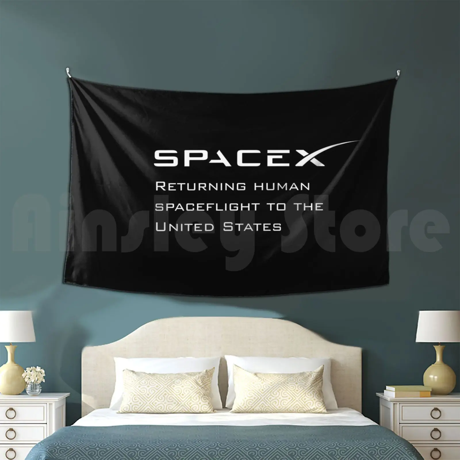 Spacex Returning Humans To Space Tapestry Background Wall Hanging Spacex Elon Musk Space Exploration Demo Demo 2