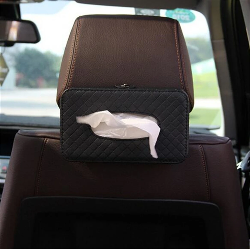 

Universal Car Black Tissues Armrest Leather Tissue Box Holder Creative Removable Paper Napkin Box Organizer For Car