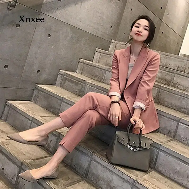 

Spring and Autumn Women's Suit Casual 2-Piece Suit Elegant Solid Color Korean Suit Jacket + Pants and Suit Jacket + Shorts Suit