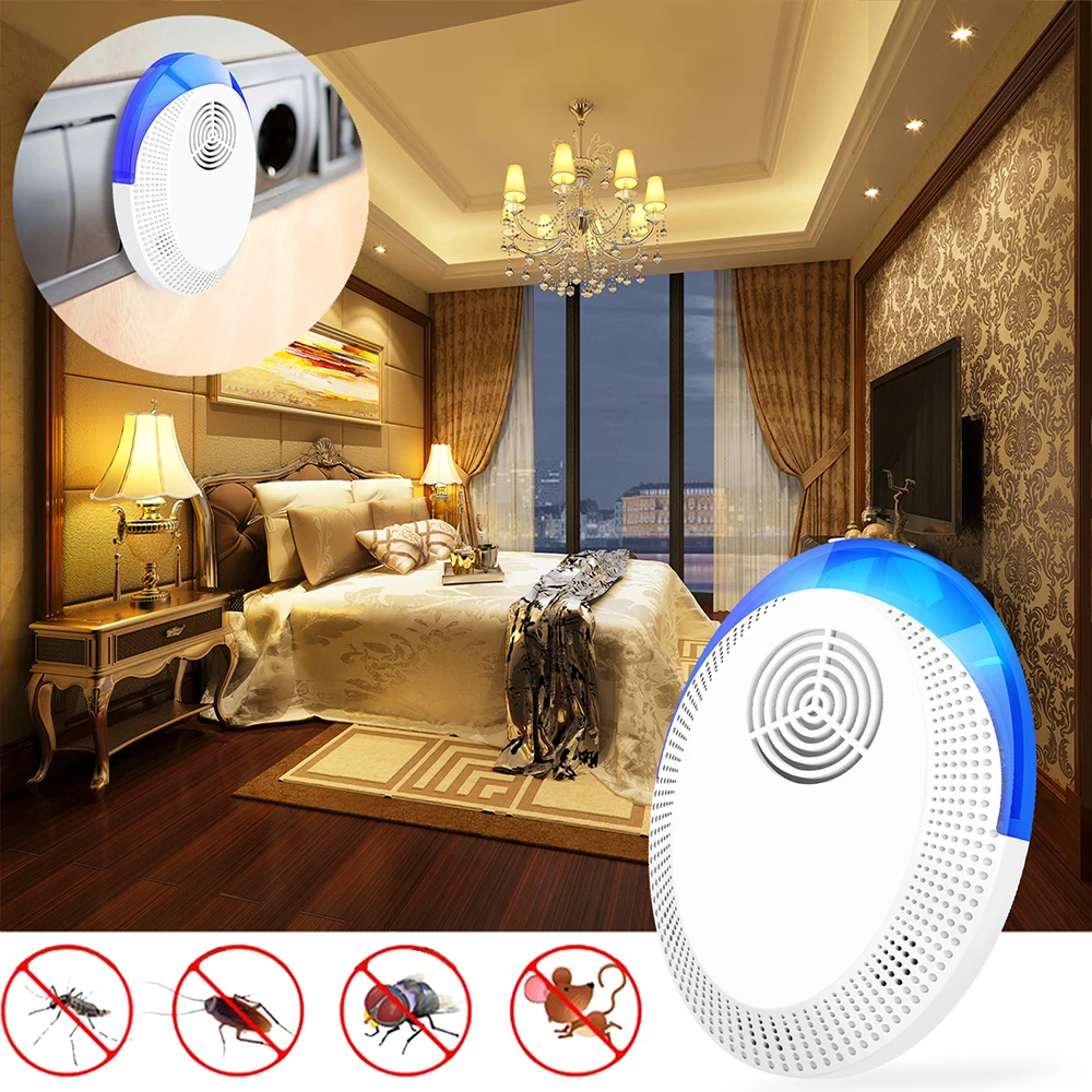 Anti Mosquito Insect Ultrasonic Repeller Mouse Cockroach Repeller Device With Night Light Electronic Rats Mite Bed Bug Killer