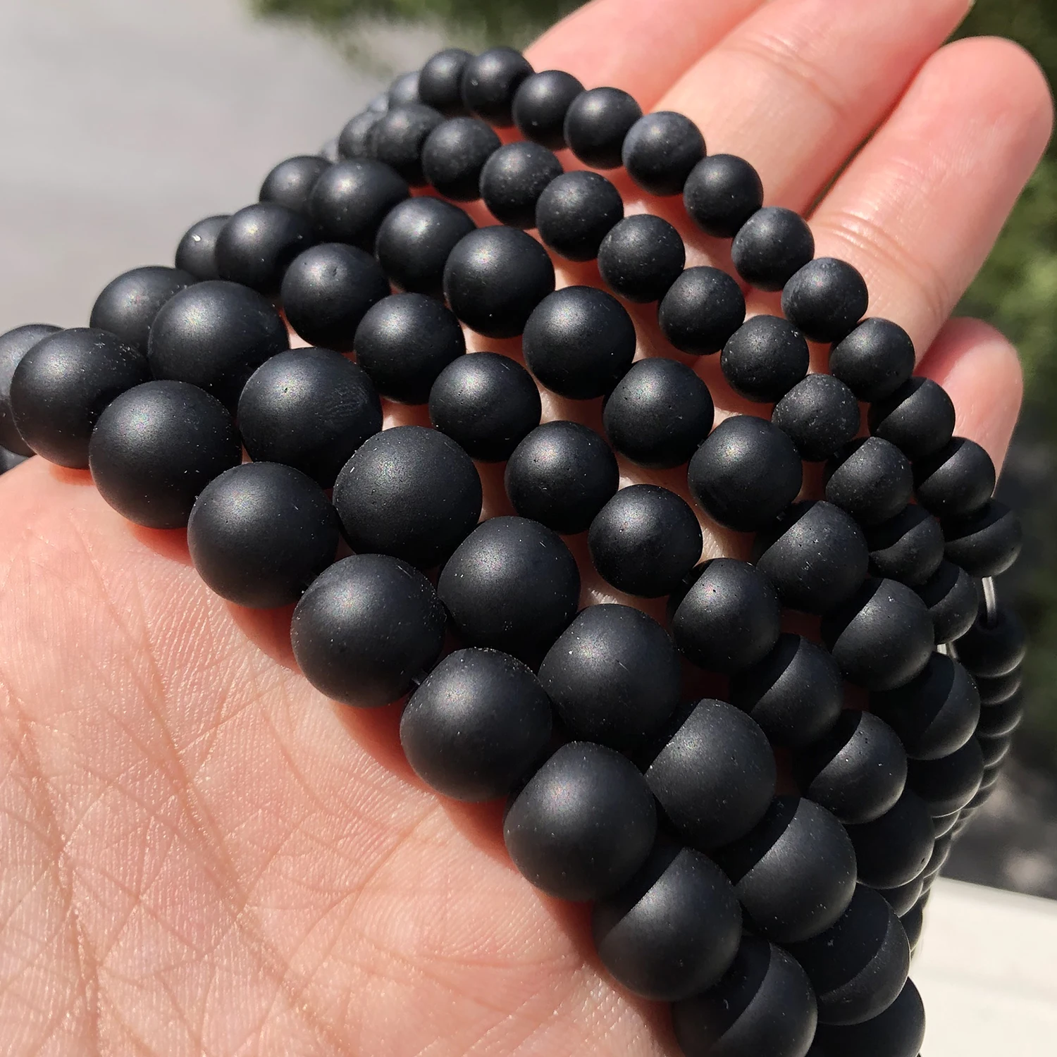 Natural Stone Black Matte Onyx Agates Round Beads Frost Dull Polish Agat Beads for Jewelry Making 15.5 inches 4 6 8 10 12mm