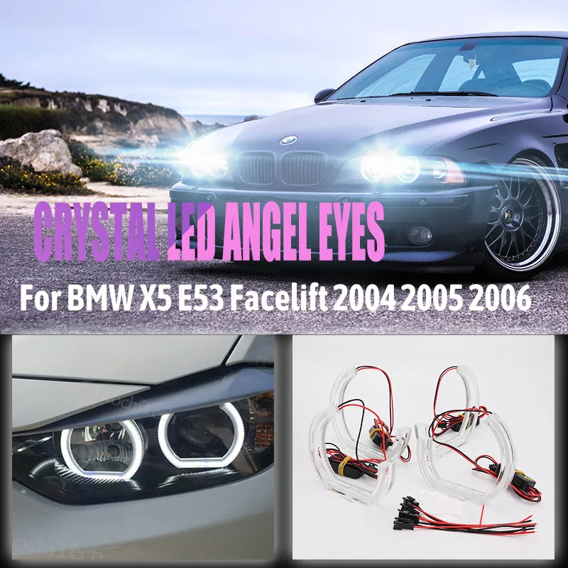 

Halo Ring LED Angel Eyes Kit DTM U Shape Light Cut Style Day Light 6000K White for BMW X5 E53 Facelift 2004 2005 2006