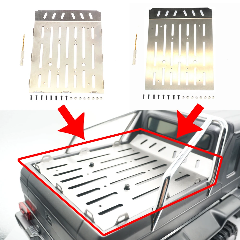 GPM Metal Stainless Trunk Plate Carrier Platform Tail Cover for 1/10 TRX-6 TRX6 6X6G63 Crawler Car Upgrade Parts