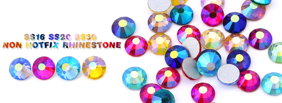SS16 SS20 SS30 Glitter Strass Kristall AB Nicht Hot Fix Flache rückseite Strass Bekleidung für Nail art Stoff Garment – Detail 1
