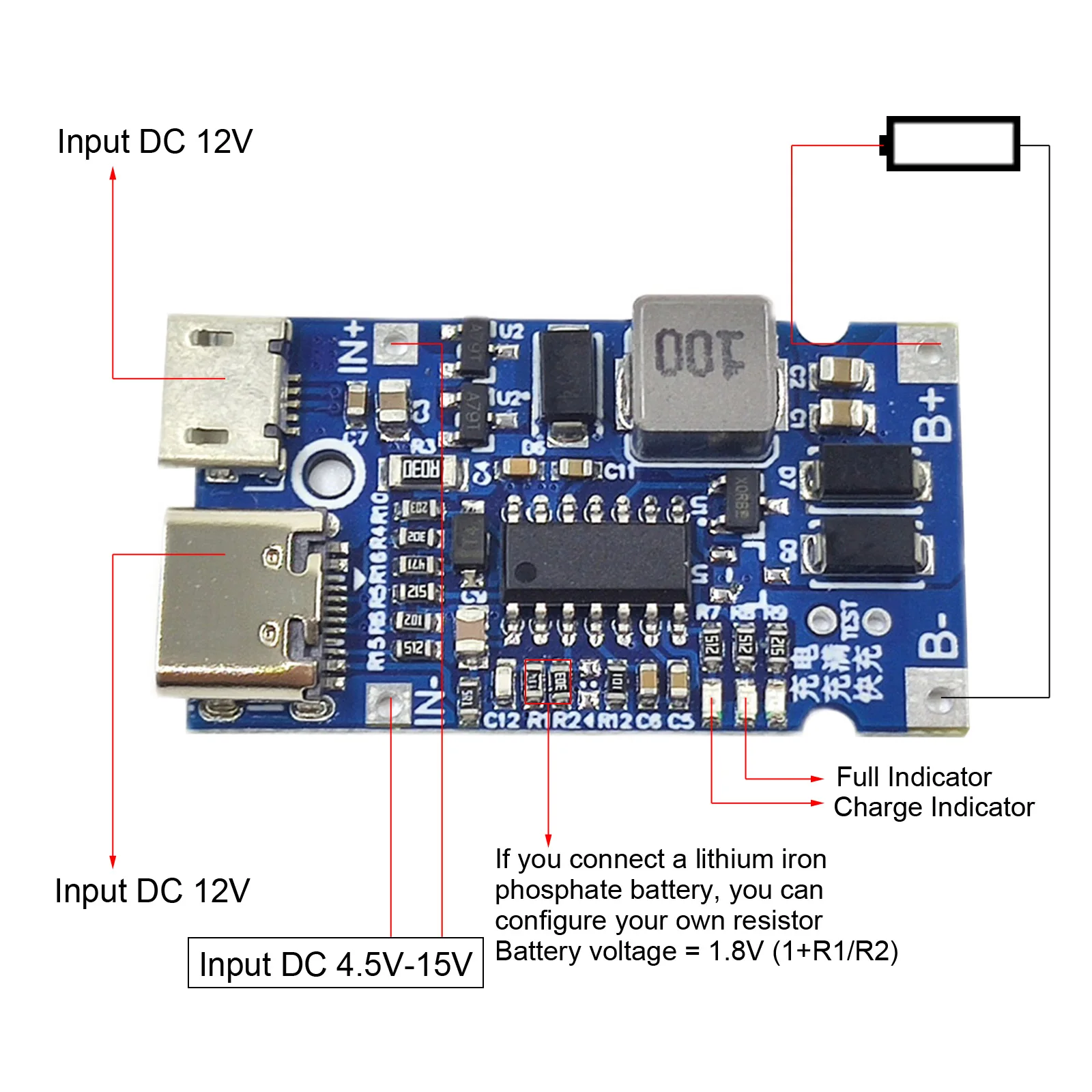 2S/3S/4S Type-C 18650 Lithium Li Battery Charging Charger Board Micro USB DC-DC Step Up Down Module DIY Power Bank