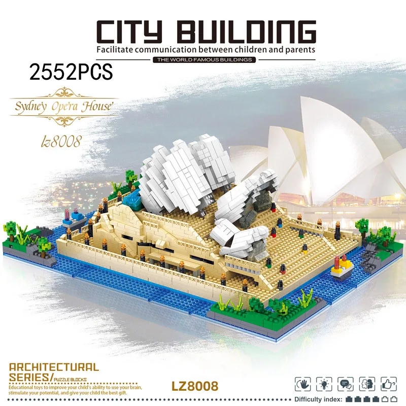 

World famous modern architecture nanobricks Australia building brick Sydney Opera House micro diamond block model toy collection