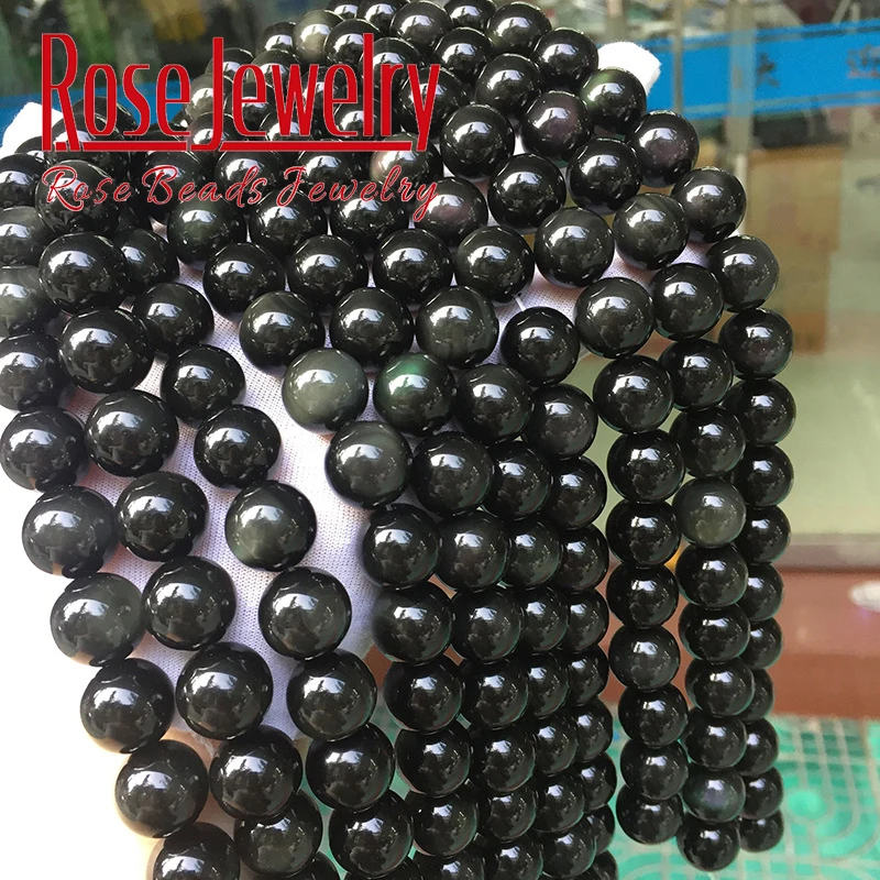 Natural Stone Rainbow Obsidian Round Loose Beads Obsidian Beads 4-16MM Fit Diy Charm Bracelet Beads For Jewelry Making Accessory