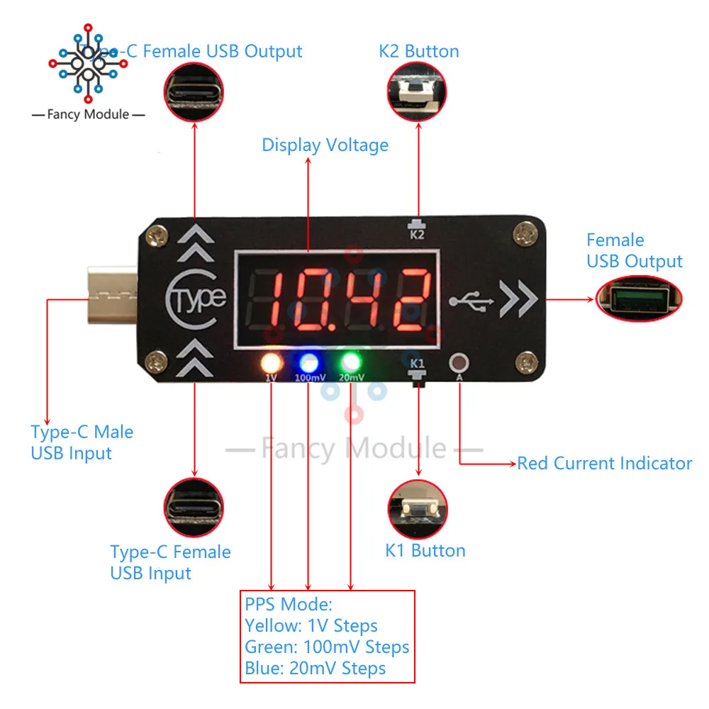 Ładowarka USB ładowarka woltomierz amperomierz cyfrowy wyświetlacz 5V/9V/12V/15V/20V/PPS PD2.0 PD3.0 type-c USB