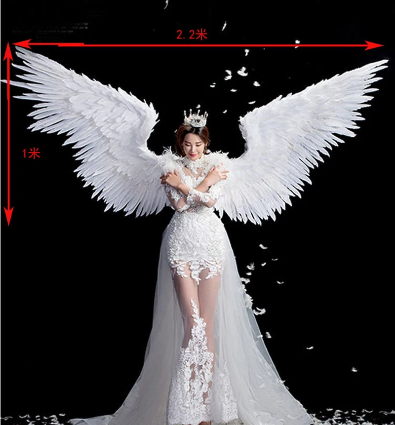 adult model cosplay party show shooting props festival wedding wings Pure White angel feather wing