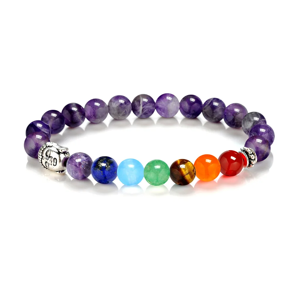 Natural Stone 8mm Green Aventurine Tiger Eye Lapis Lazuli Yoga Bracelet Buddha Head Energy Lava Stone Beaded Bracelet Woman Gift