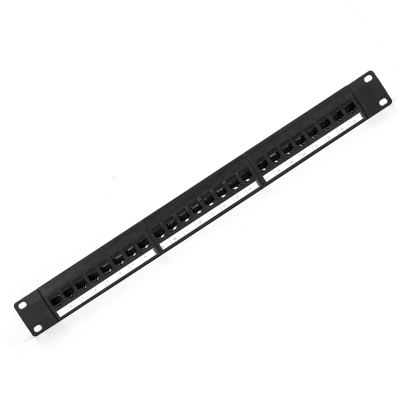 24 Port Cat6 Patch Panel with Inline Keystone 1U Tool-Free Rack Mount Network Panel with Labels for Structured Cabling