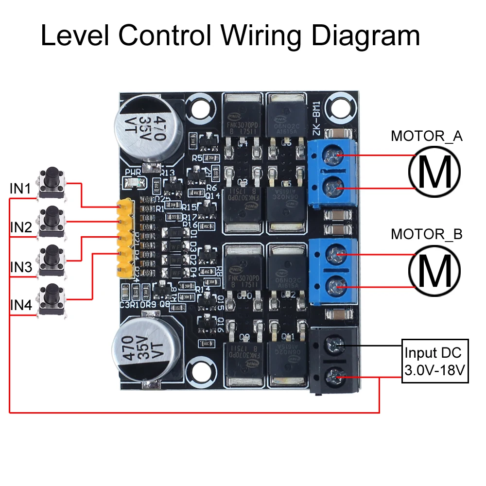 DC 3-18V 10A Dual DC Motor Driver Module Forward Reverse Controller TTL Level Drive PWM Speed Regulator MOS Control Circuit