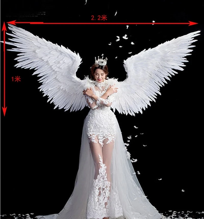 

model cosplay party show shooting props festival wedding wings Pure White angel feather wing