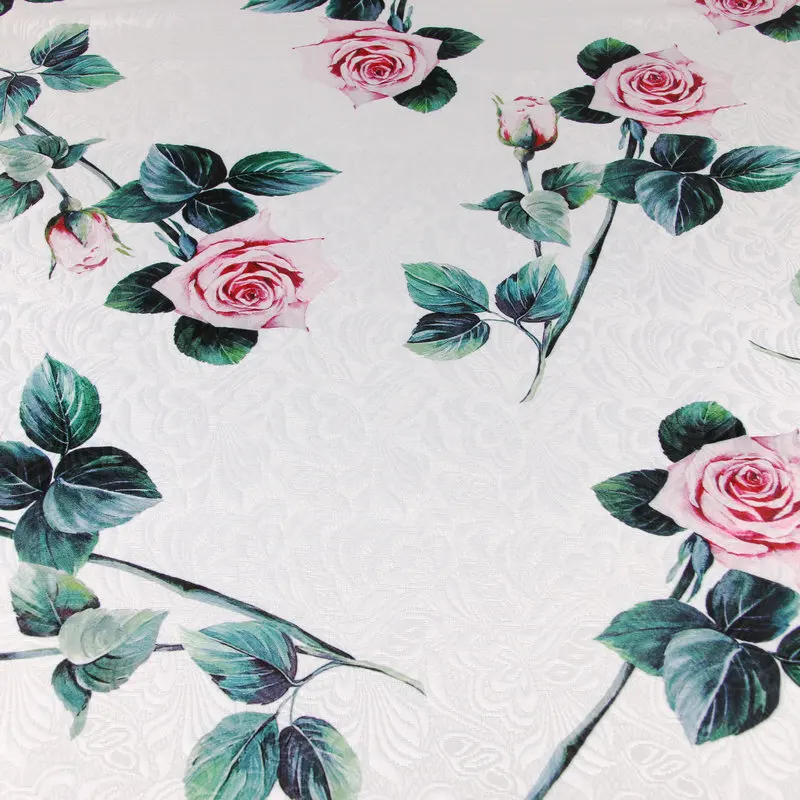 Brand Fashion Designer Rose Jacquard Fabric Ladies Clothing Printed Children Polyester Fabrics Cloth for Dress Per Meter Sewing