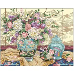 Flower vase Patterns Counted Cross Stitch 11CT 14CT 18CT DIY wholesale Chinese Cross Stitch Kits Embroidery Needlework Sets