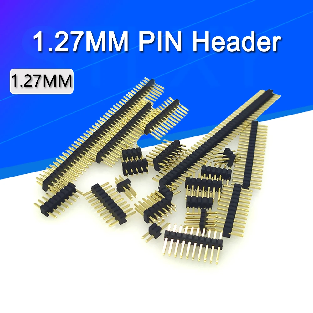 10 sztuk 1.27mm listwa pinowa 1.27 dwurzędowy męski 1/2 ~ 40P Breakaway złącze płytki PCB pasek Pinheader 1*3/4/5/6/7/8/10/12/15/20/40p