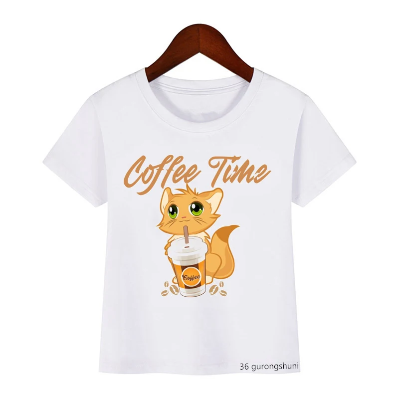 T-shirt Boys/ Girls Funny Kitten Play Knit Sweater Cartoon Animal Kids T Shirt Summer Boys Harajuku Tops Kids Street Clothing