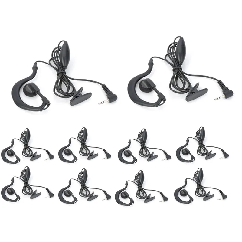 

10PCS G shape 1-Pin 2.5mm Headset Earpiece for Motorola Talkabout TLKR T80 T60 T6500 T5720 EM1000 MR350R PMR446 Two Way Radio