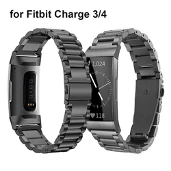 Stainless Steel Watchband Strap for Fitbit Charge 5 / Fitbit Charge 4 / Charge 3 SE Bands Metal Replacement Watch Bracelet Black