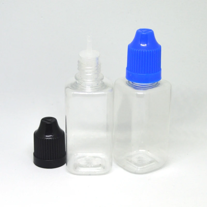 

50pcs Empty Hard Square PET Bottle 30ml Plastic Dropper Bottles With Childproof Cap E Liquid Vial