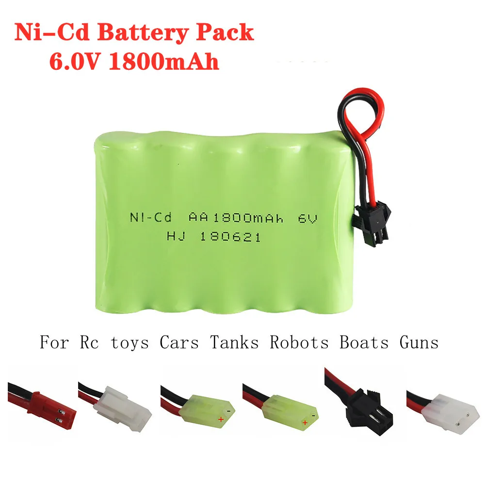 6V 1800mah Ni-Cd Battery For Rc toys Cars Tanks Robots Boats Guns NI-CD 6v Rechargeable Battery AA Battery Pack 1Pcs For rc boat