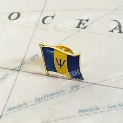 Barbados National Flag Crystal Epoxy Metal Enamel Badge Brooch Collection Souvenir Gifts Lapel Pins Accessories Size1.6*1.9cm