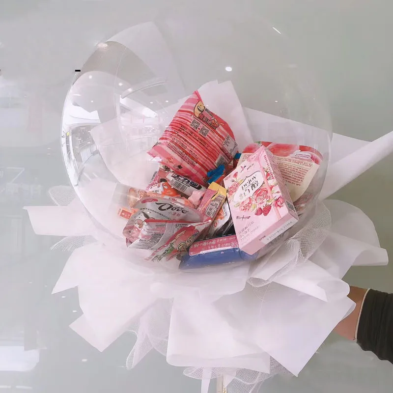 10PCS 30inch Transparent Bobo Ballon 20cm Wide Neck BOBO Balloons Snack Gift Baloon Bouquet Bubble Bag Wedding Engagement Decor