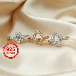 Multiple sizes oval rose gold silver Gems CZ stone prong bezel solid 925 sterling silver adjustable ring settings 1224009