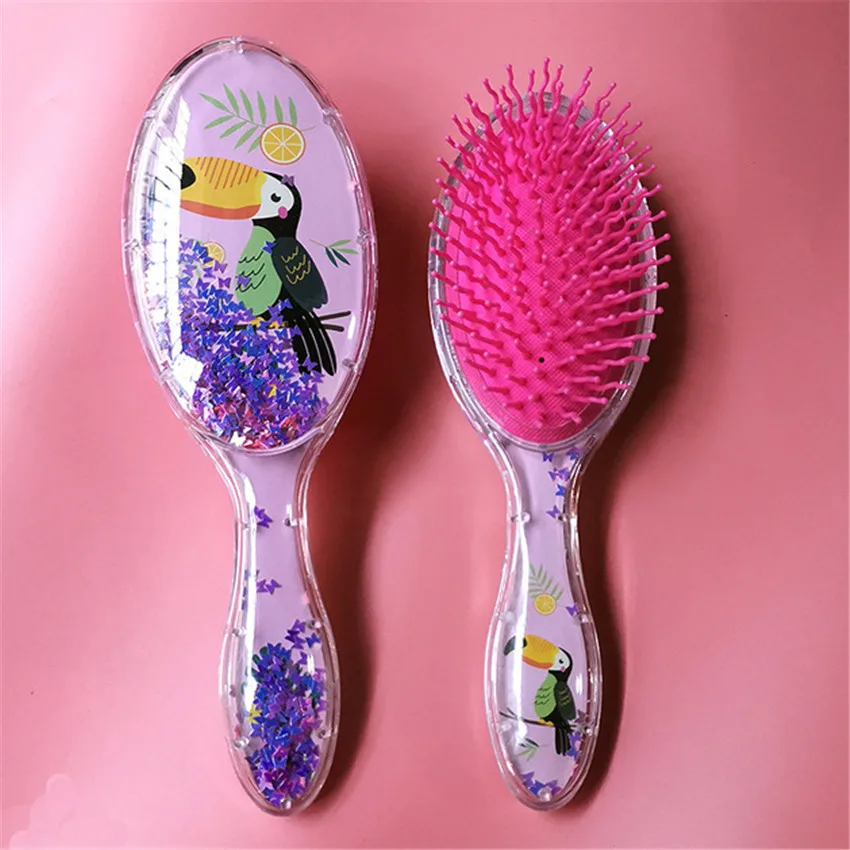 Oval Shaped Anti-static Hairdressing Comb Glitter Sequin Haircut DIY Styling Combs Detangling Hairbrush Bathroom Toiletry Tools